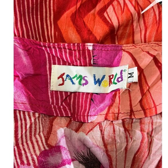 Vintage Jams World Hattie Dress Size M "Pinky" Spun Rayon Vibrant Floral Tiered - Picture 6 of 8